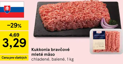 Kukkonia bravčové mleté mäso chladené, balené