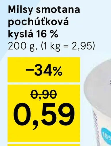 Milsy Smotana pochúťková kyslá 16%