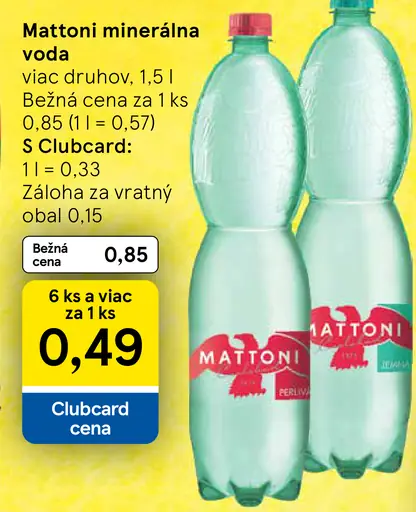 Mattoni minerálna voda rôzne druhy