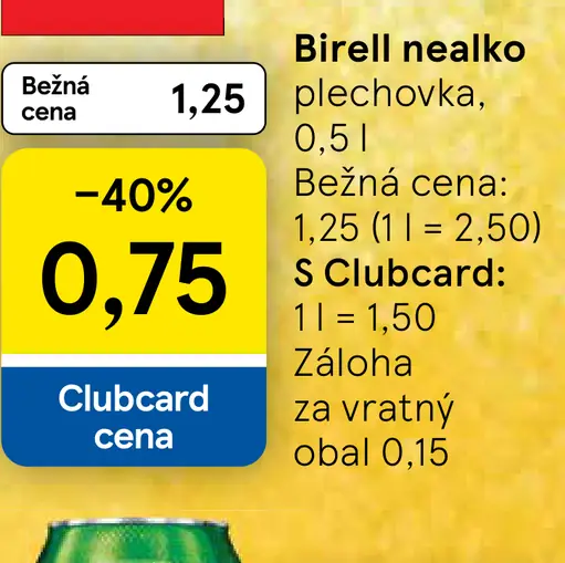 Birell Svetlý nealkoholické pivo plechovka