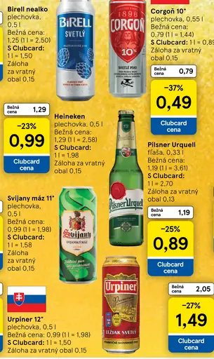 Urpiner 12° svetlé pivo plechovka
