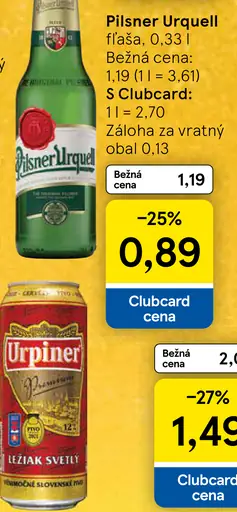 Pilsner Urquell pivo fľaša
