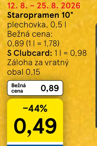 Staropramen svetlé pivo Jedenástka plechovka