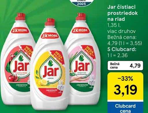 Jar čistiaci prostriedok na riad rôzne druhy