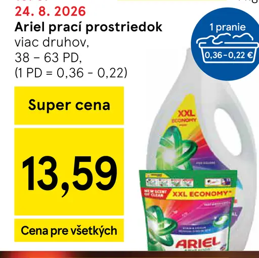 Ariel prací prostriedok rôzne druhy