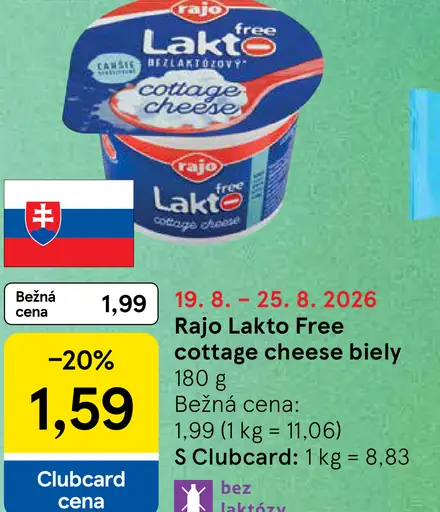Rajo Lakto Free Cottage Cheese biely