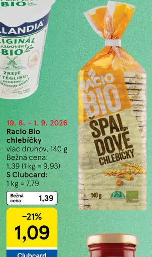Racio Bio chlebíčky, viac druhov