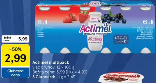 Actimel multipack, rôzne druhy