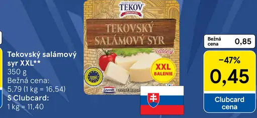 Tekovský salámový syr XXL, údený a neúdený