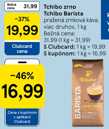 Tchibo Barista pražená zrnková káva, viac druhov – cena s kupónom
