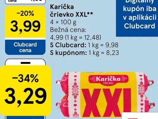 Karička črievko XXL – cena Clubcard