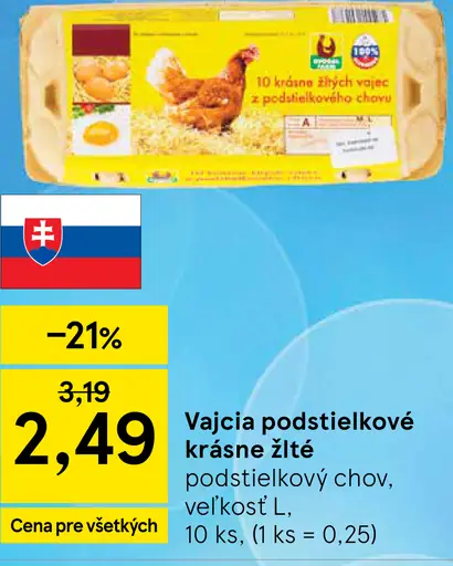 Vajcia podstielkové krásne žlté