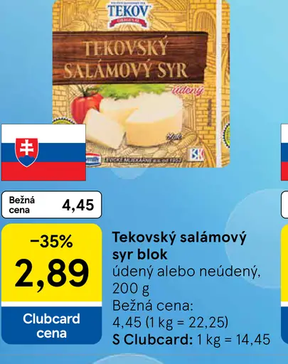 Tekovský salámový syr údený alebo neúdený