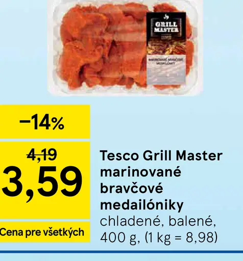 Tesco Grill Master marinované bravčové medailóniky