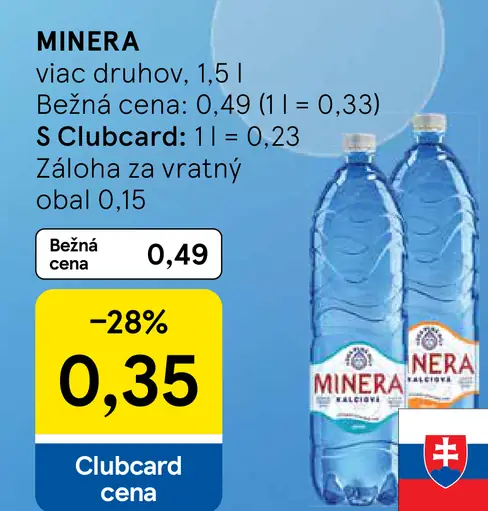 Minera minerálna voda – viac druhov