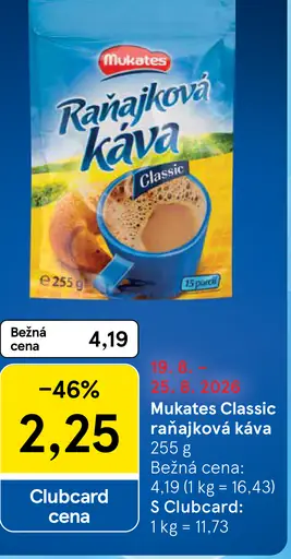 Mukates Classic raňajková káva