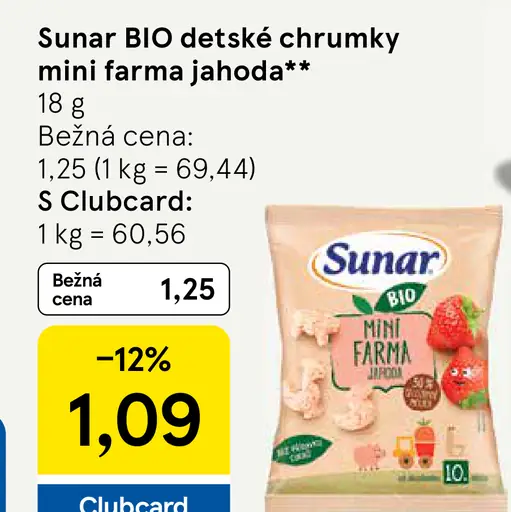 Sunar BIO detské chrumky mini farma jahoda