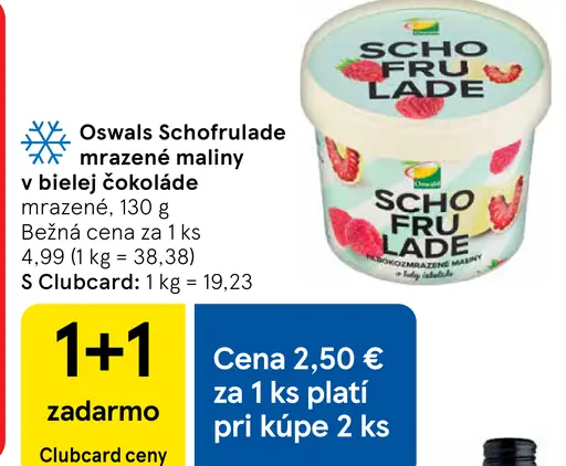 Oswald Schofrulade mrazené maliny v bielej čokoláde