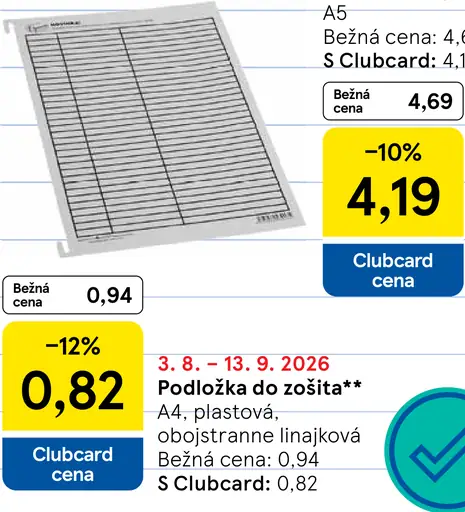 Podložka do zošita A4, obojstranne linajkovaná