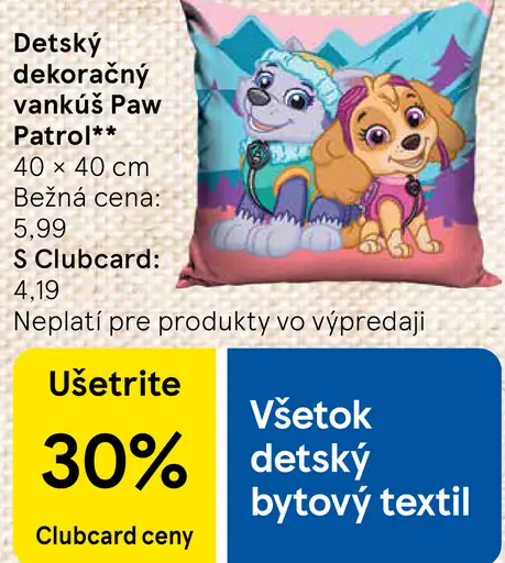 Detský dekoračný vankúš Paw Patrol