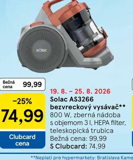 Solac AS3266 bezvreckový vysávač