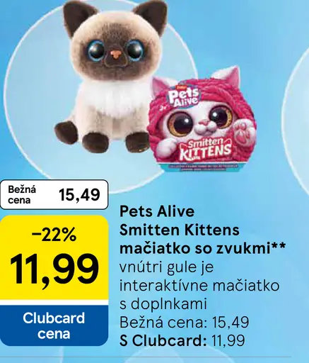 Pets Alive Smitten Kittens mačiatko so zvukmi