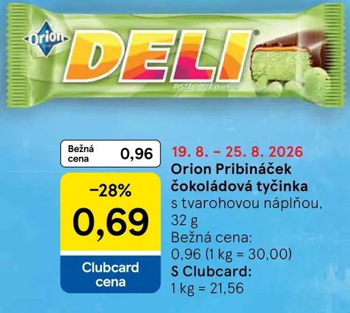 ORION PRIBINÁČEK čokoládová tyčinka s tvarohovou náplňou