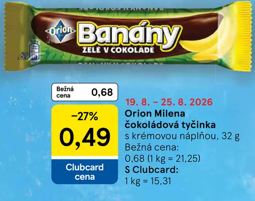 ORION Milena Čokoládová tyčinka s krémovou náplňou