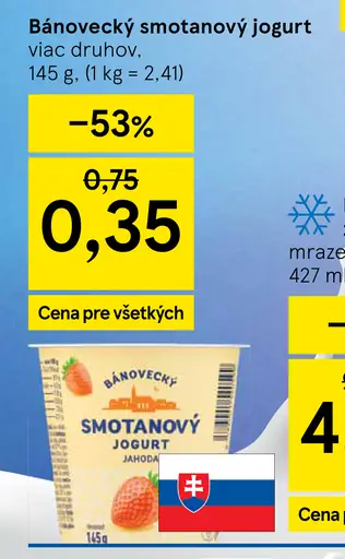 Bánovecký smotanový jogurt rôzne príchute
