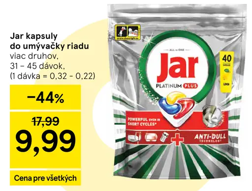 Jar kapsuly do umývačky riadu, viac druhov