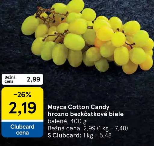 Moyca Cotton Candy hrozno bezkôstkové biele