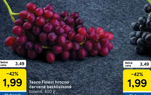 Tesco Finest hrozno červené bezkôstkové balené