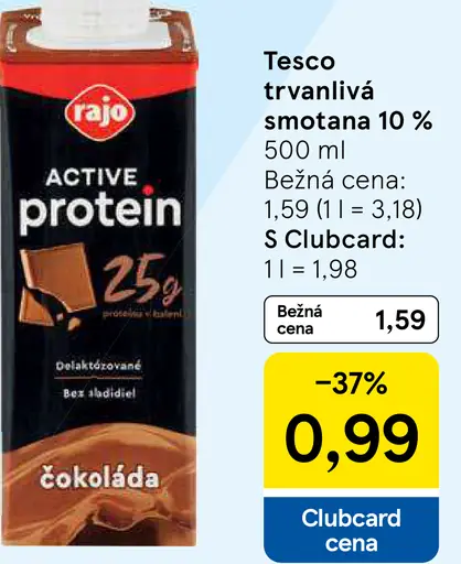 Rajo Active Protein mliečny nápoj – viac druhov, čokoláda