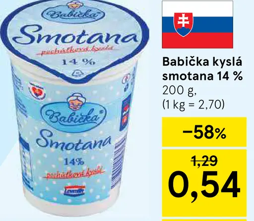 Babička smotana kyslá 14%