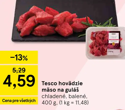 Tesco hovädzie mäso na guláš