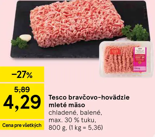 Tesco bravčovo-hovädzie mleté mäso