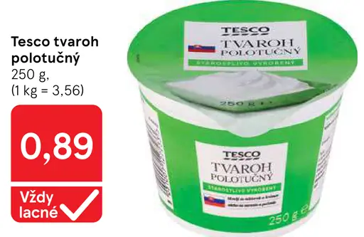 Tesco tvaroh odtučnený