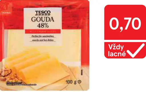 Tesco gouda plátky 48 %