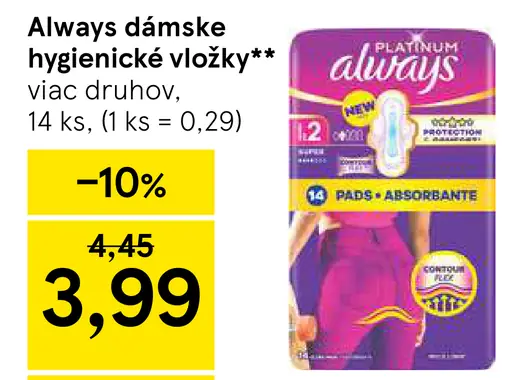 Always Dámske hygienické vložky