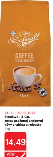 Stockwell & Co. zmes praženej zrnkovej kávy arabica a robusta