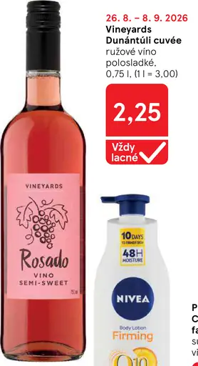 Vineyards Dunántúli cuvée ružové polosladké víno