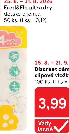 Discreet dámske slipové vložky, rôzne druhy