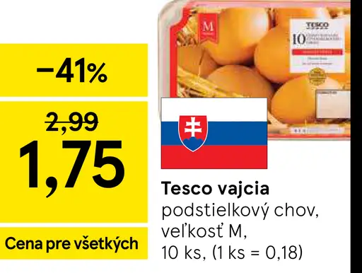Tesco vajcia z podstielkového chovu, veľkosť M