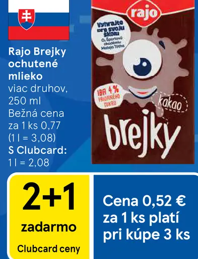 Rajo Brejky mlieko ochutené rôzne druhy