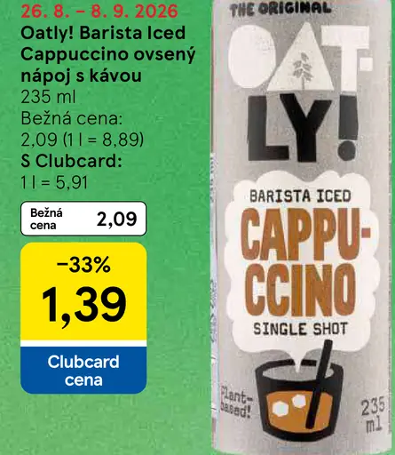 Oatly! Barista Iced Cappuccino ovsený nápoj s kávou