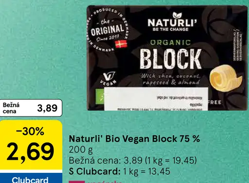 Naturli' Bio Vegan Block 75 %