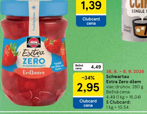 Schwartau Extra Zero džem rôzne druhy