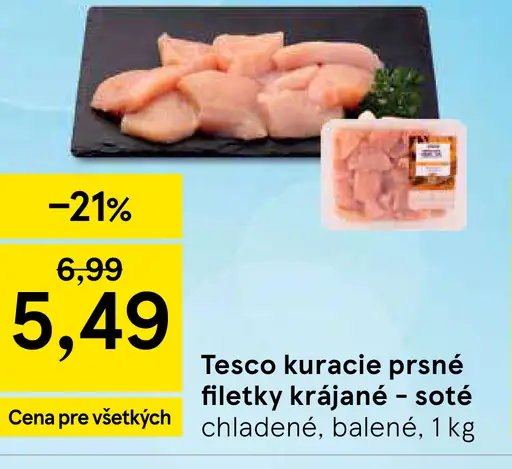 Tesco kuracie prsia krájané – soté