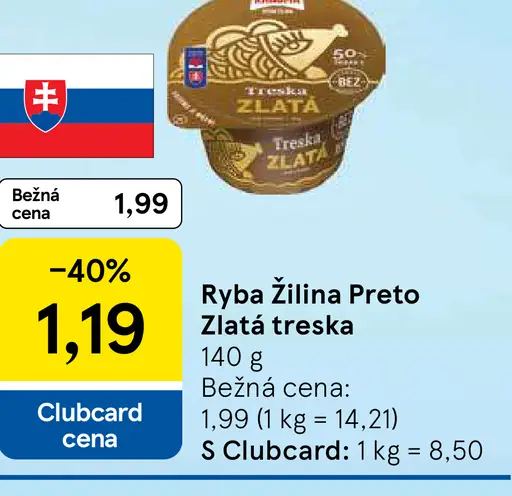 Ryba Žilina Preto zlatá treska