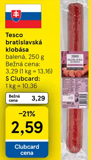 Tesco bratislavská klobása